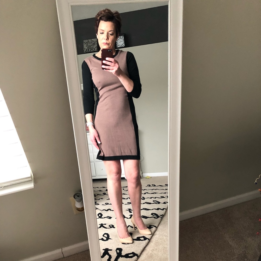 Black & Tan Sweater Dress